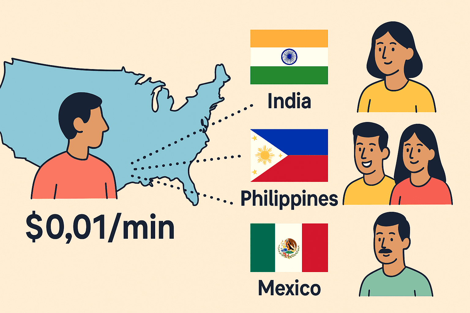 Cheap international calls to India, Philippines, and Mexico from the USA