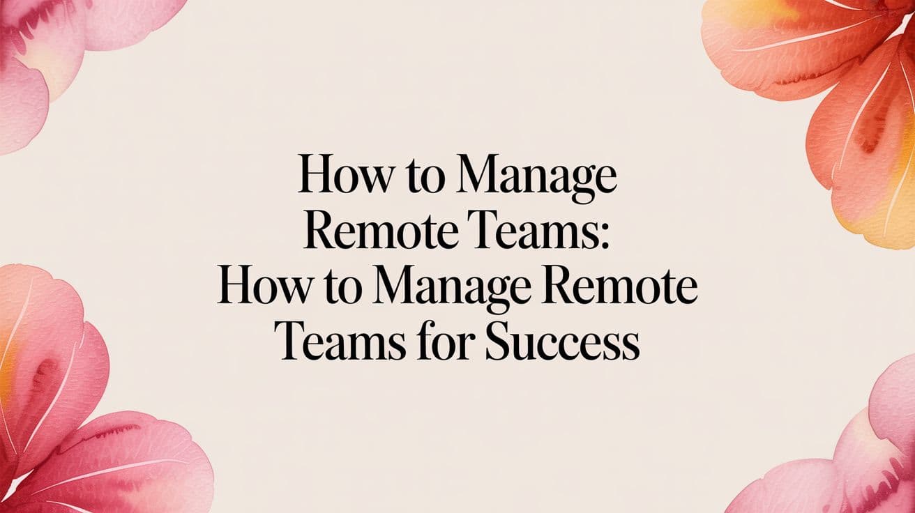 How to Manage Remote Teams: how to manage remote teams for success